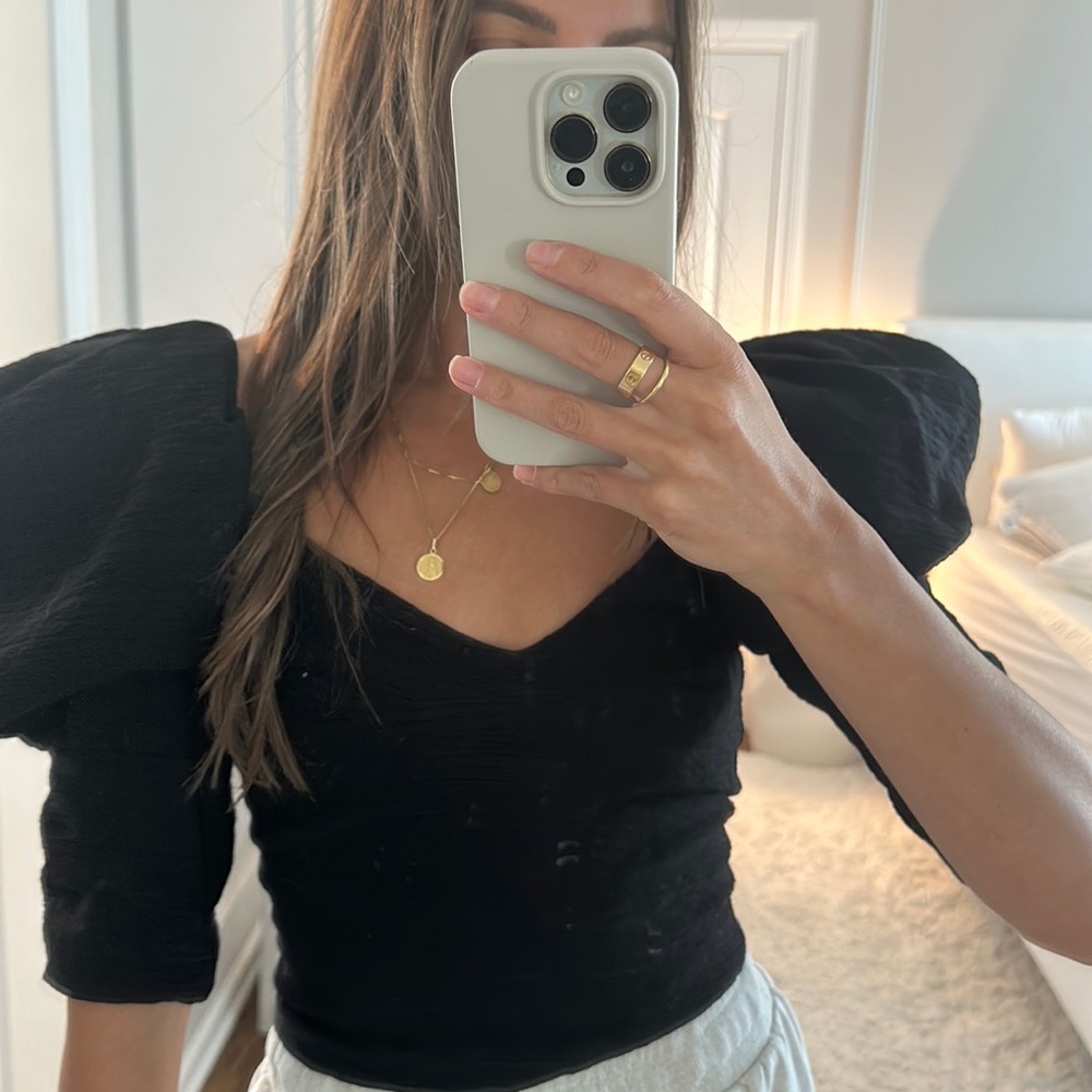 Black Puff Sleeve Top! Never worn!